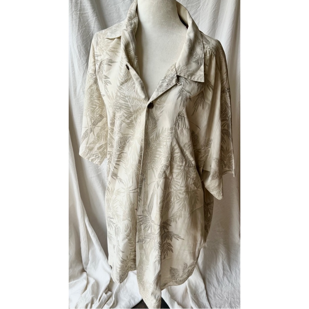 vintage tommy bahama tropica silk cream color button-up
